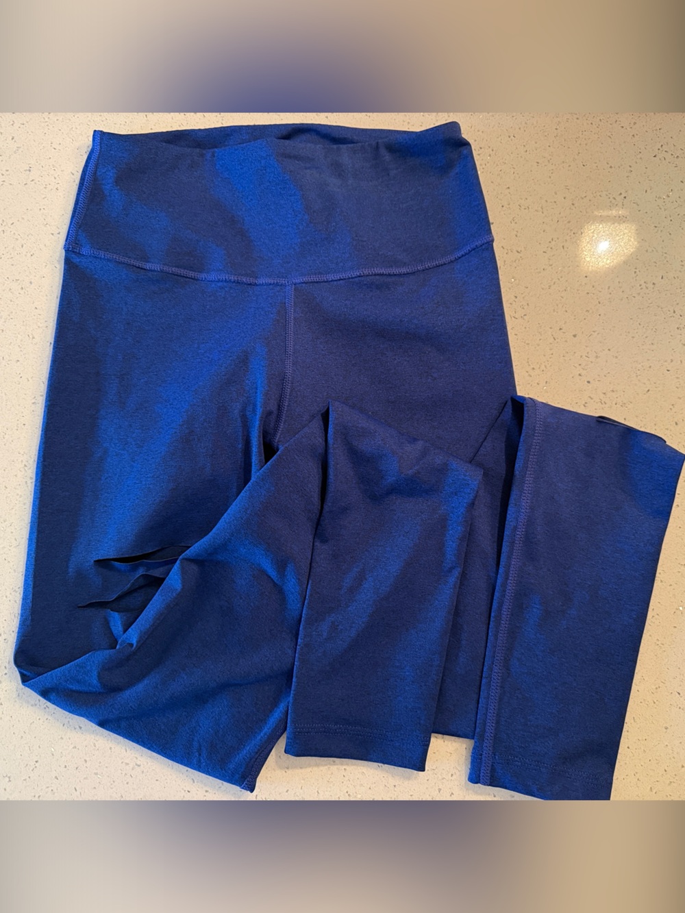 Zumba Fitness Women’s High-Waist Leggings - Blue.  Slit front design.
